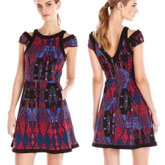 NWT Tracy Reese Contrast Fit & Flare Mini Dress Women's Size 4 Confetti Carpet - Picture 1 of 11